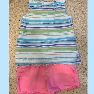 Girls short and tank top outfit.